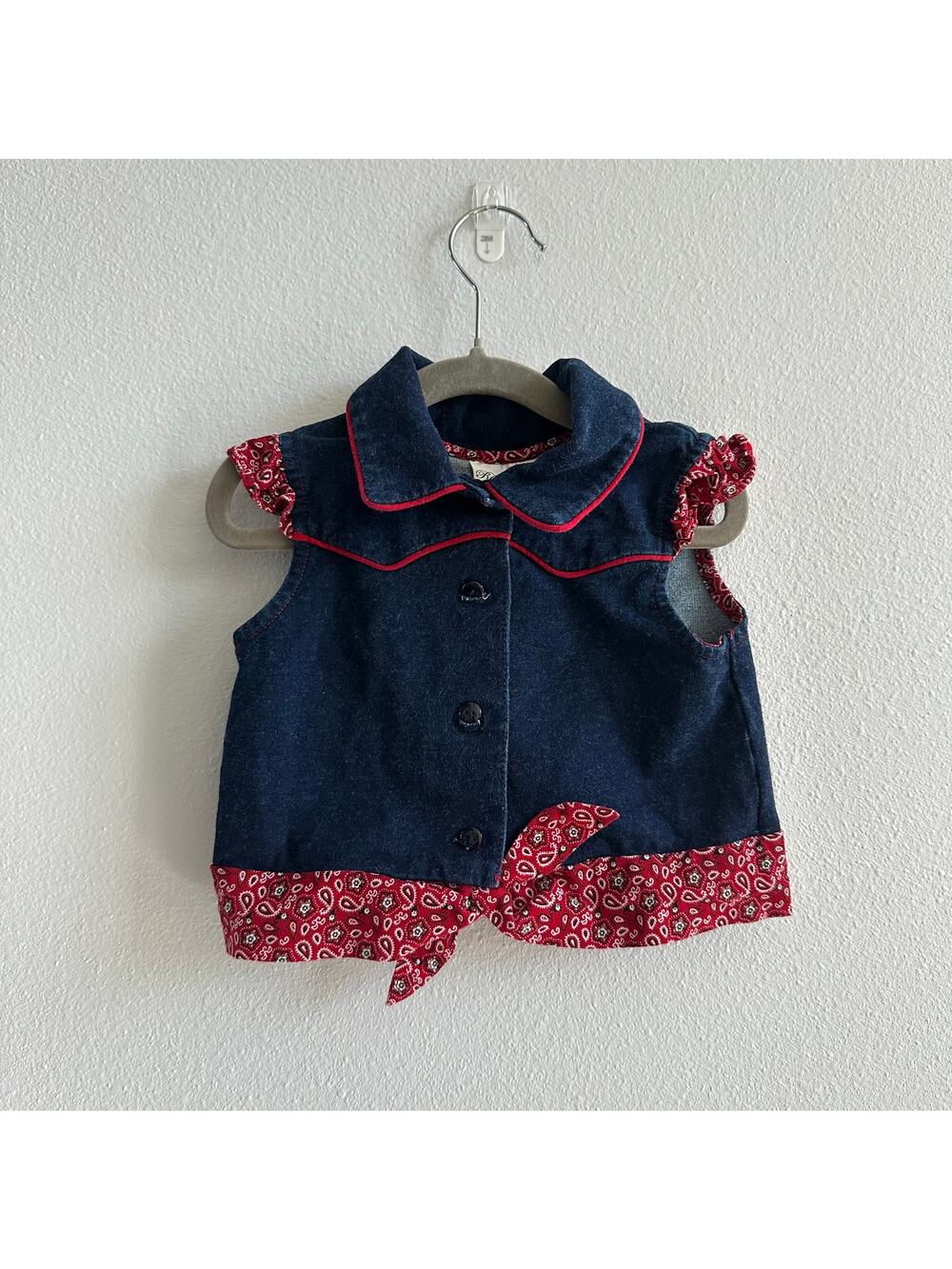 Rare Editions Denim Bandana Cropped Shirt button up Rodeo Size 4T